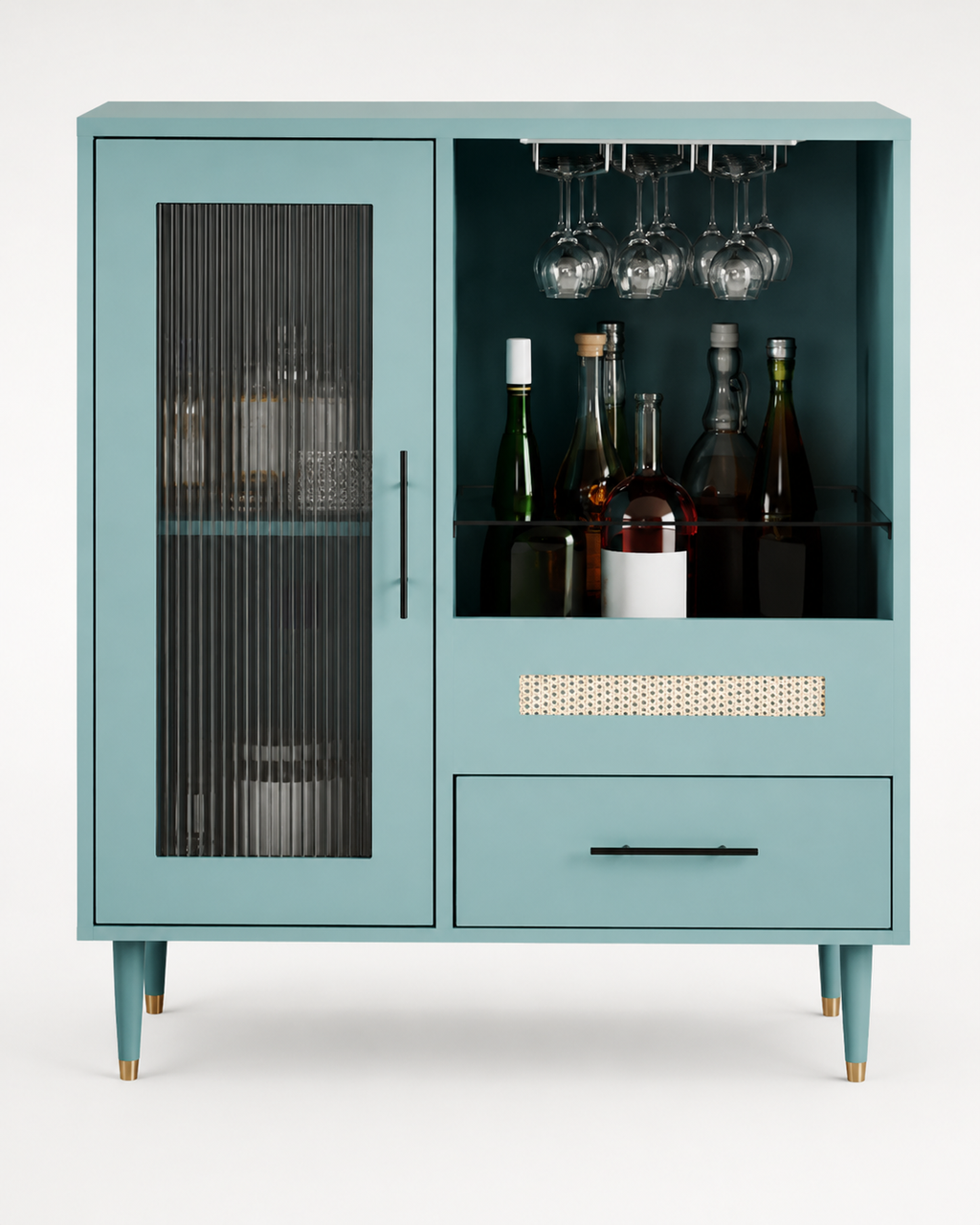 Modern Teal Home Bar Cabinet