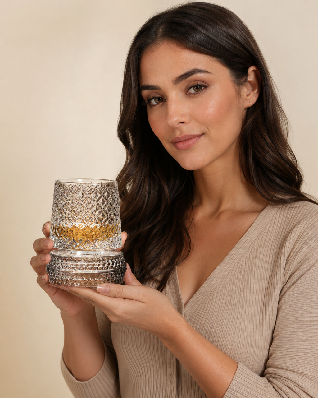 Crystal Whiskey Glass & Matching Coaster Set