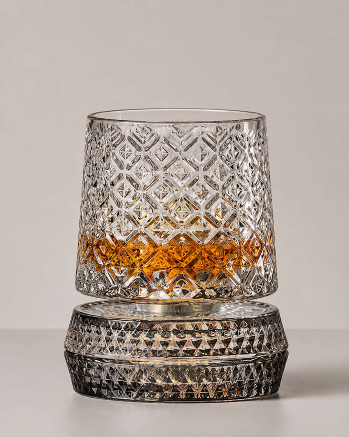 Crystal Whiskey Glass & Matching Coaster Set