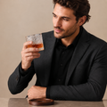 Heritage Cut-Glass Whiskey Tumbler with Wooden Coaster