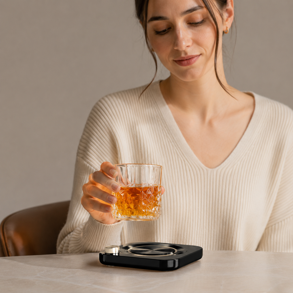 Heated Crystal Whiskey Glass Set