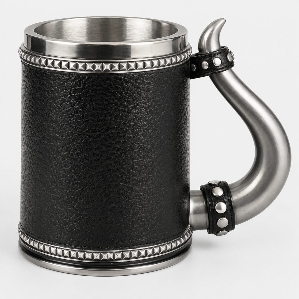 Medieval Horn Handle Tankard Mug