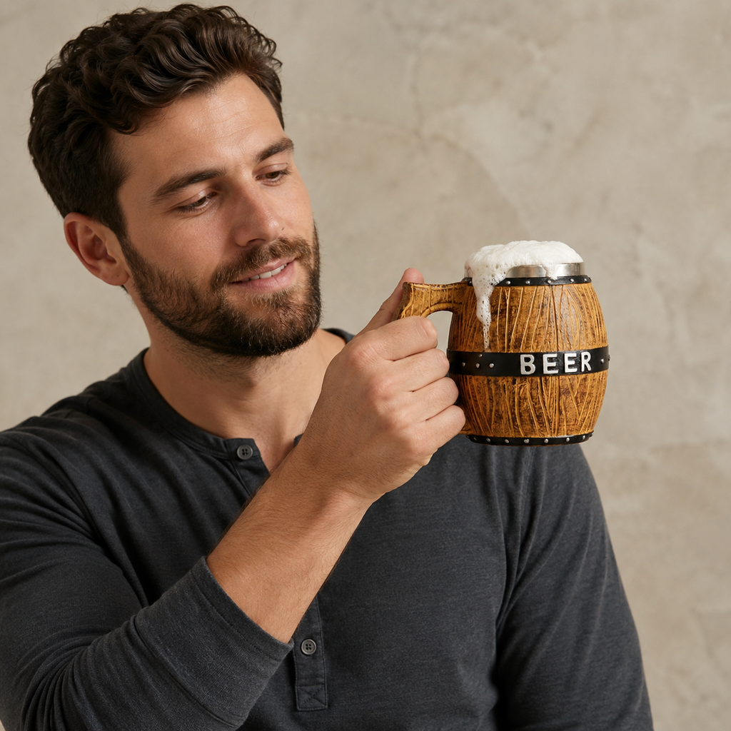 Rustic Barrel Beer Mug