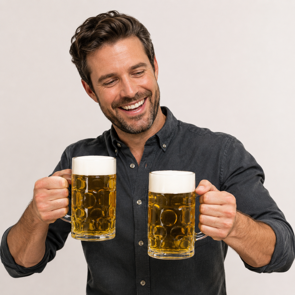 Classic Dimpled Glass Beer Mug Set
