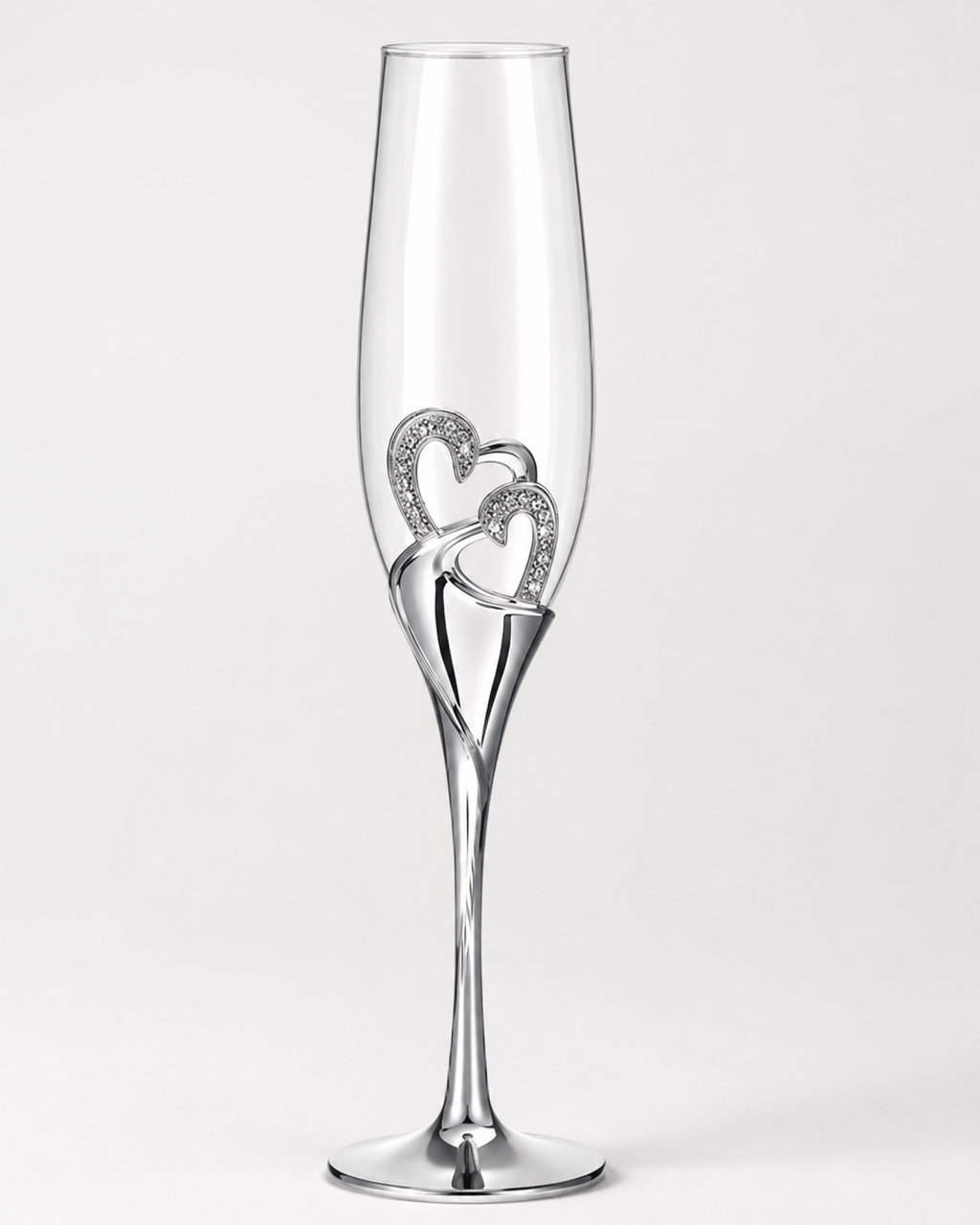 Silver Heart Champagne Flute